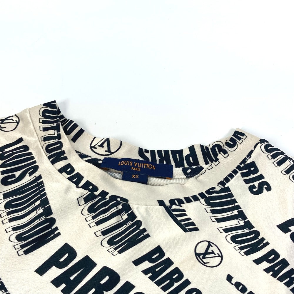 LOUIS VUITTON Long sleeve shirt FLTS86 Rayon black 21Stainless Steel Signature logo long sleeve top Women XS Used Authentic