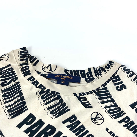 LOUIS VUITTON Long sleeve shirt FLTS86 Rayon black 21Stainless Steel Signature logo long sleeve top Women XS Used Authentic