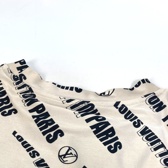 LOUIS VUITTON Long sleeve shirt FLTS86 Rayon black 21Stainless Steel Signature logo long sleeve top Women XS Used Authentic