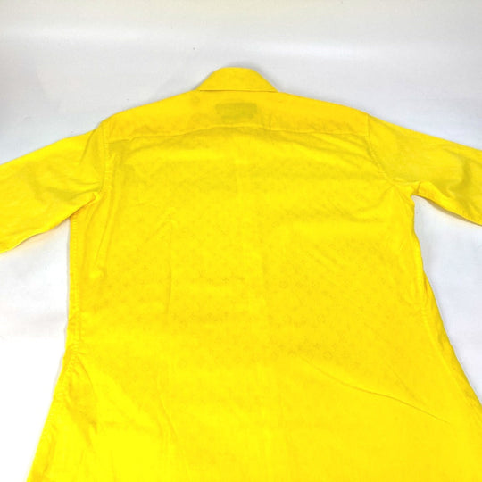 LOUIS VUITTON Long sleeve shirt cotton yellow Monogram mens M Used Authentic