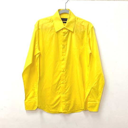 LOUIS VUITTON Long sleeve shirt cotton yellow Monogram mens M Used Authentic