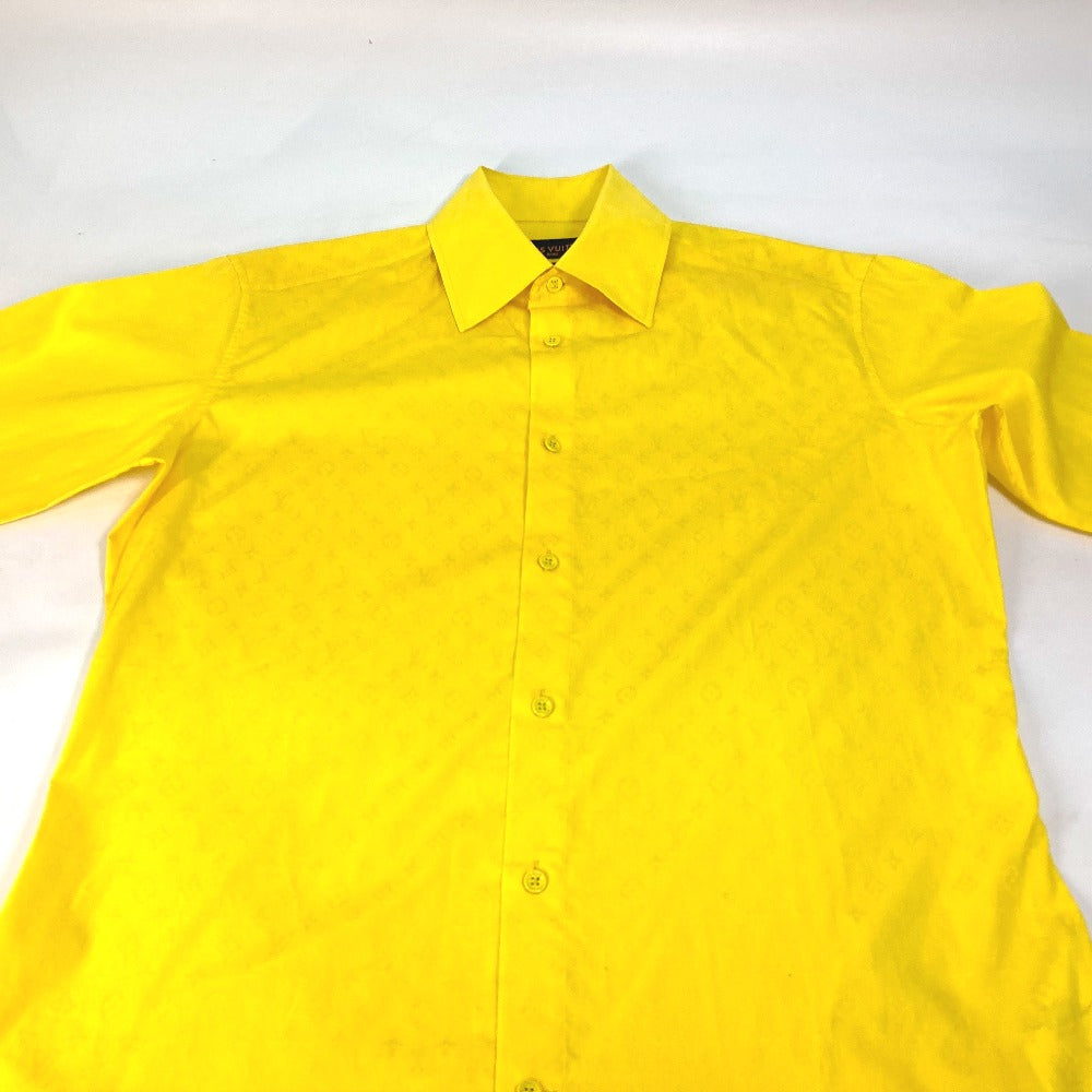 LOUIS VUITTON Long sleeve shirt cotton yellow Monogram mens M Used Authentic