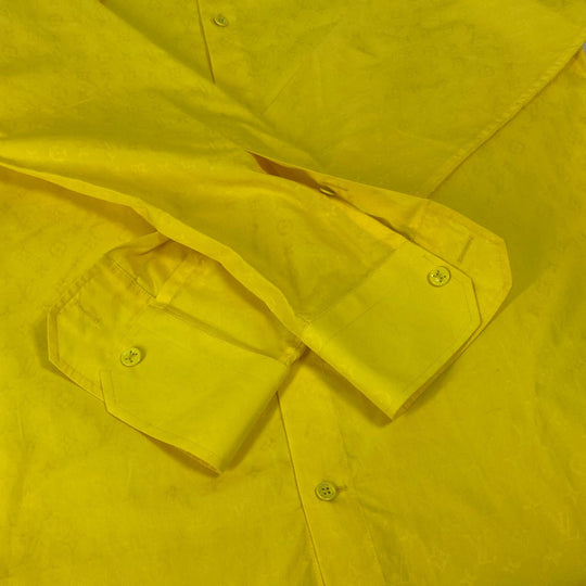 LOUIS VUITTON Long sleeve shirt cotton yellow Monogram mens M Used Authentic