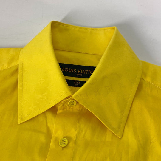 LOUIS VUITTON Long sleeve shirt cotton yellow Monogram mens M Used Authentic