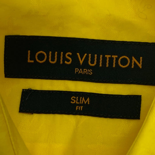 LOUIS VUITTON Long sleeve shirt cotton yellow Monogram mens M Used Authentic