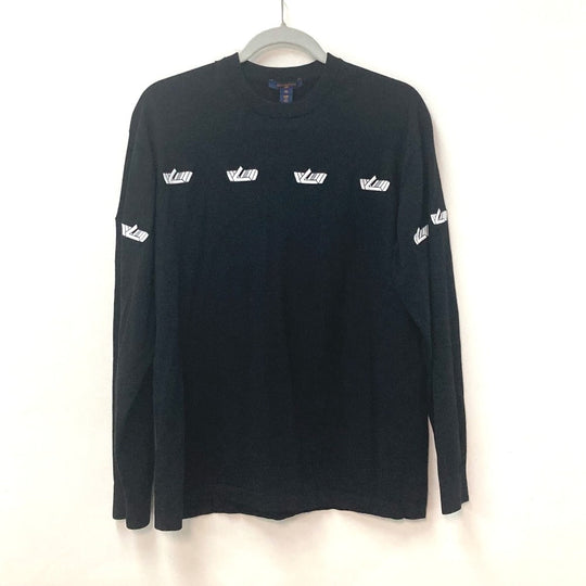 LOUIS VUITTON knit Wool, Polyester black Apparel logo patch LV Vites Sweater Women M Used Authentic