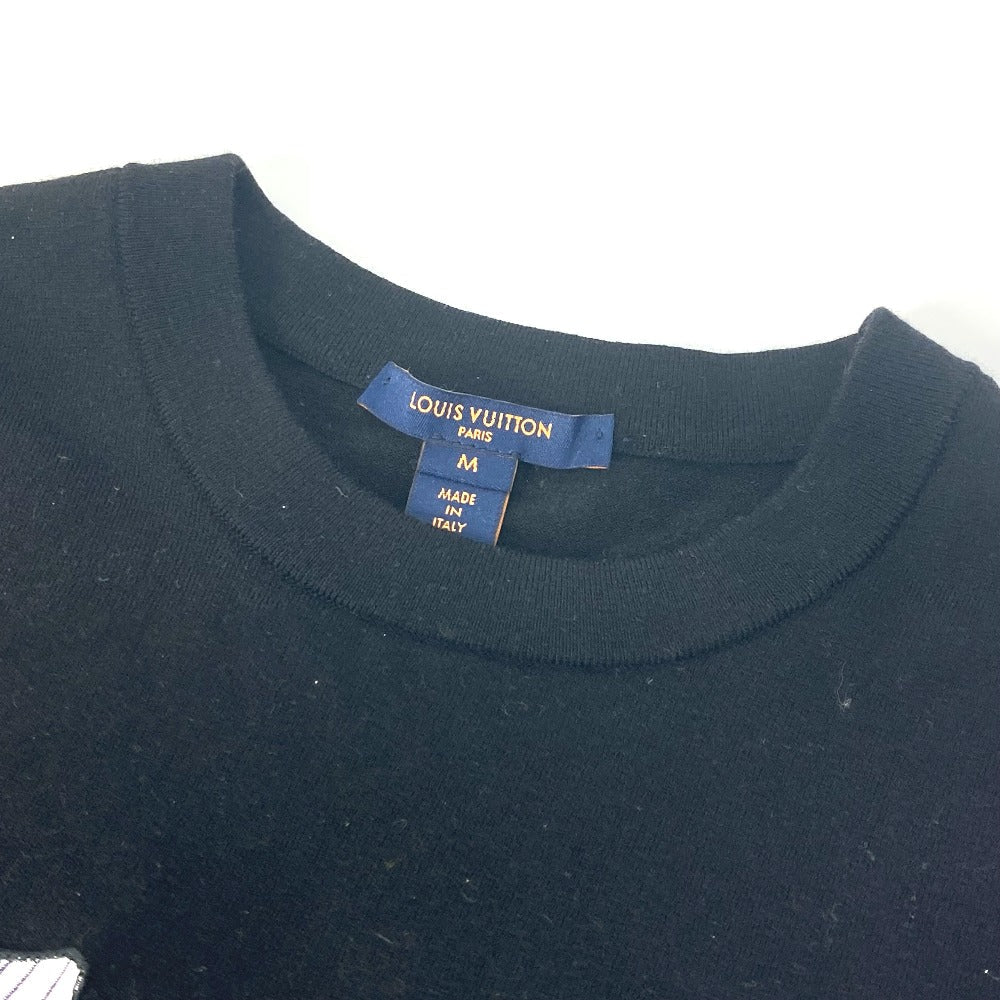 LOUIS VUITTON knit Wool, Polyester black Apparel logo patch LV Vites Sweater Women M Used Authentic