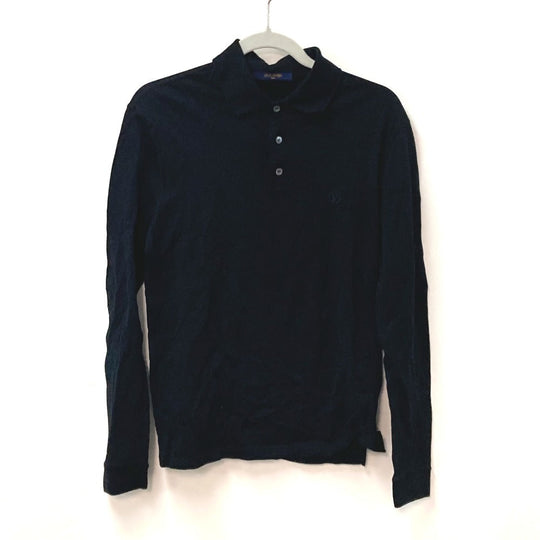 LOUIS VUITTON Long sleeve shirt cotton black LV circle logo mens S Used Authentic