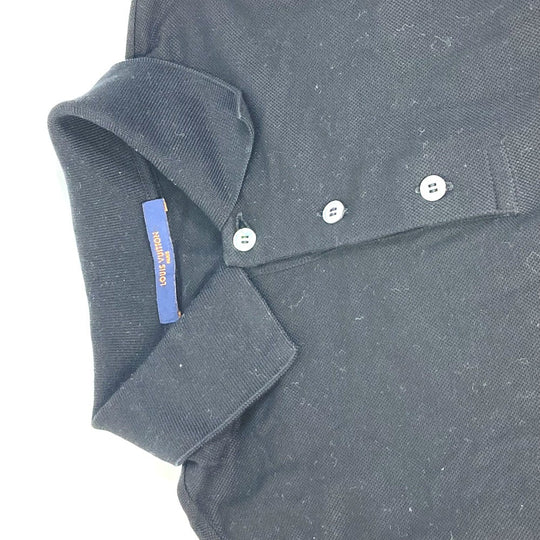 LOUIS VUITTON Long sleeve shirt cotton black LV circle logo mens S Used Authentic