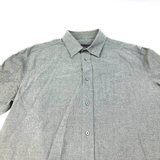 LOUIS VUITTON Long sleeve shirt cotton gray With collar flannel shirt mens L Used Authentic