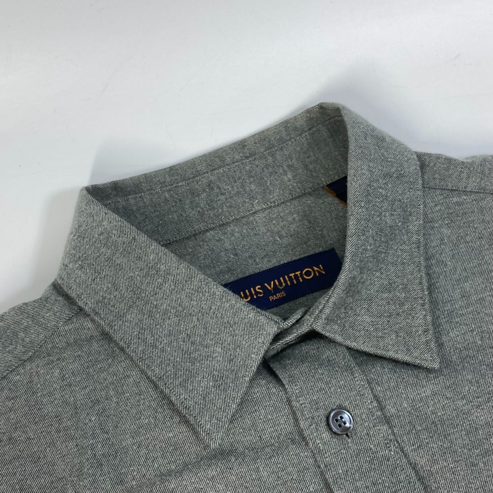 LOUIS VUITTON Long sleeve shirt cotton gray With collar flannel shirt mens L Used Authentic
