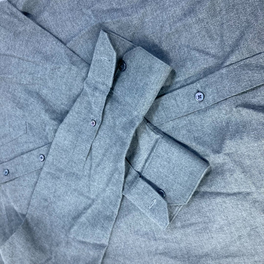LOUIS VUITTON Long sleeve shirt cotton gray With collar flannel shirt mens L Used Authentic