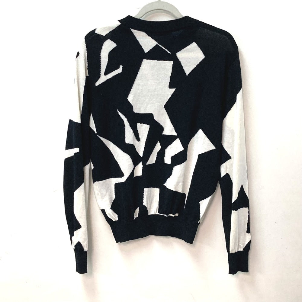 LOUIS VUITTON knit wool white LV Abstract Houndstooth Crew Neck mens XS Used Authentic