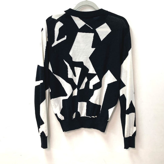 LOUIS VUITTON knit wool white LV Abstract Houndstooth Crew Neck mens XS Used Authentic