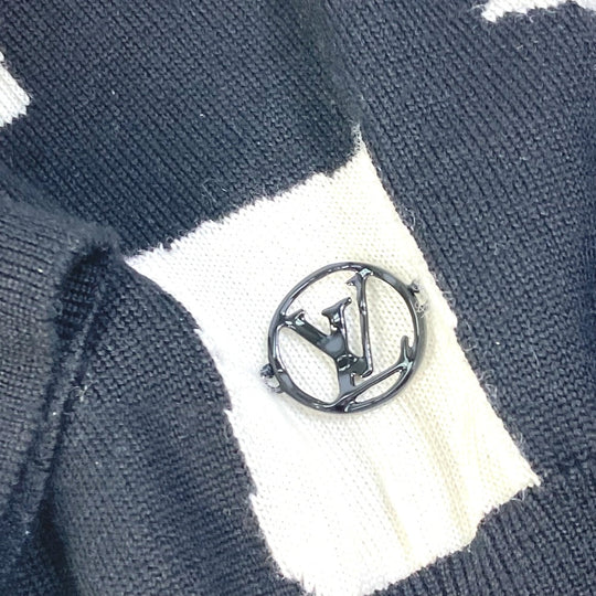 LOUIS VUITTON knit wool white LV Abstract Houndstooth Crew Neck mens XS Used Authentic