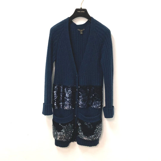 LOUIS VUITTON cardigan cashmere Navy Apparel Outerwear Sequin Women S Used Authentic