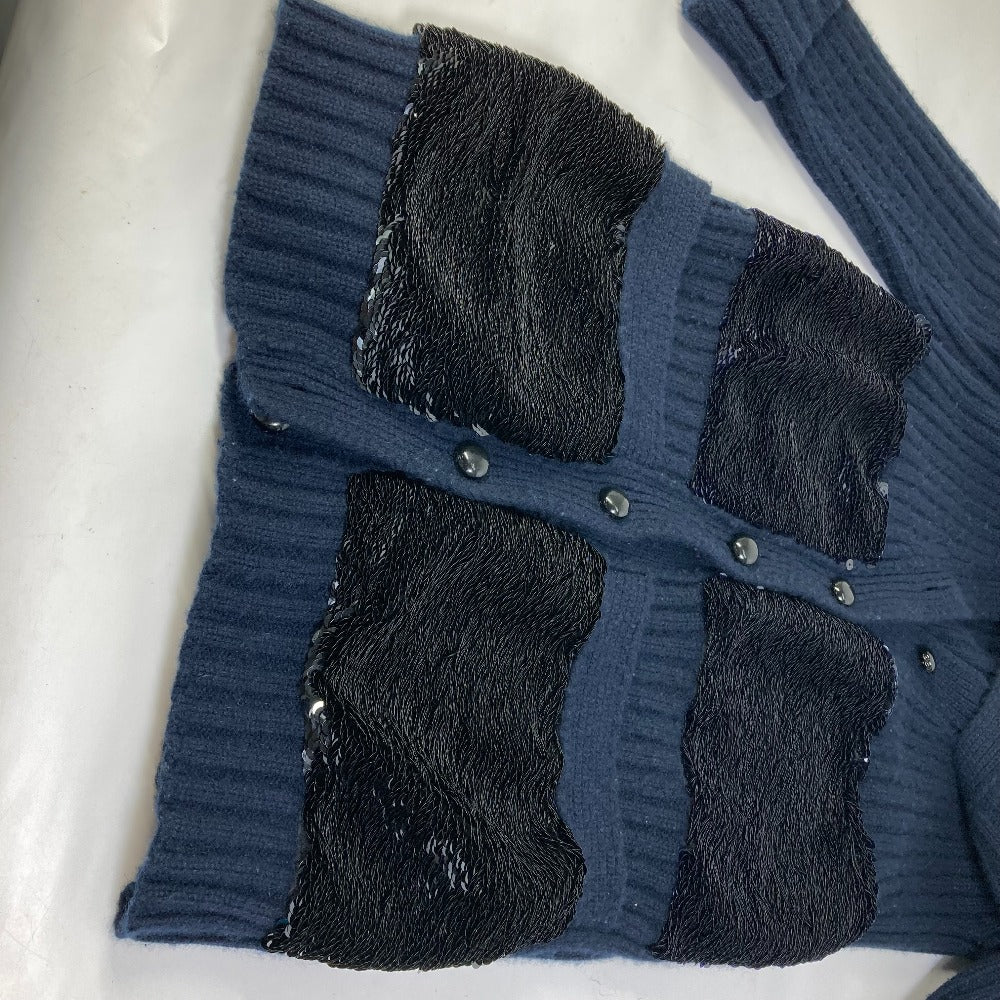 LOUIS VUITTON cardigan cashmere Navy Apparel Outerwear Sequin Women S Used Authentic