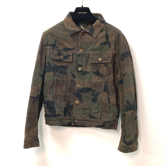 LOUIS VUITTON Jacket 1A3FE5 cotton green SUPREME Supreme camouflage camouflage denim tracker mens 46 Used Authentic