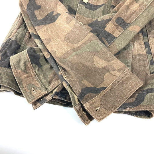 LOUIS VUITTON Jacket 1A3FE5 cotton green SUPREME Supreme camouflage camouflage denim tracker mens 46 Used Authentic
