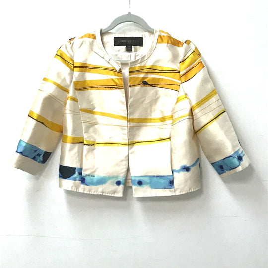 LOUIS VUITTON Jacket silk White type Apparel long sleeve tops All-over pattern ribbon 38