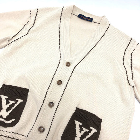 LOUIS VUITTON cardigan 1AFPXX cotton beige Signature light LV logo mens ‚k Used Authentic