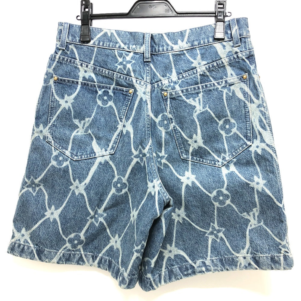 LOUIS VUITTON Denim pants 1AFQFD denim blue monogram print denim shorts mens 28 Used Authentic