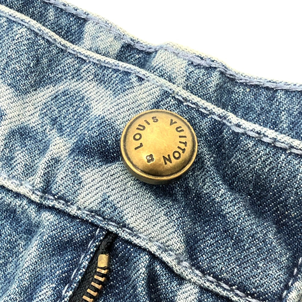 LOUIS VUITTON Denim pants 1AFQFD denim blue monogram print denim shorts mens 28 Used Authentic