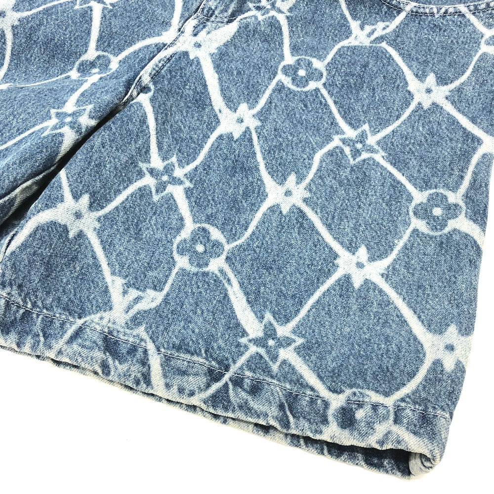 LOUIS VUITTON Denim pants 1AFQFD denim blue monogram print denim shorts mens 28 Used Authentic
