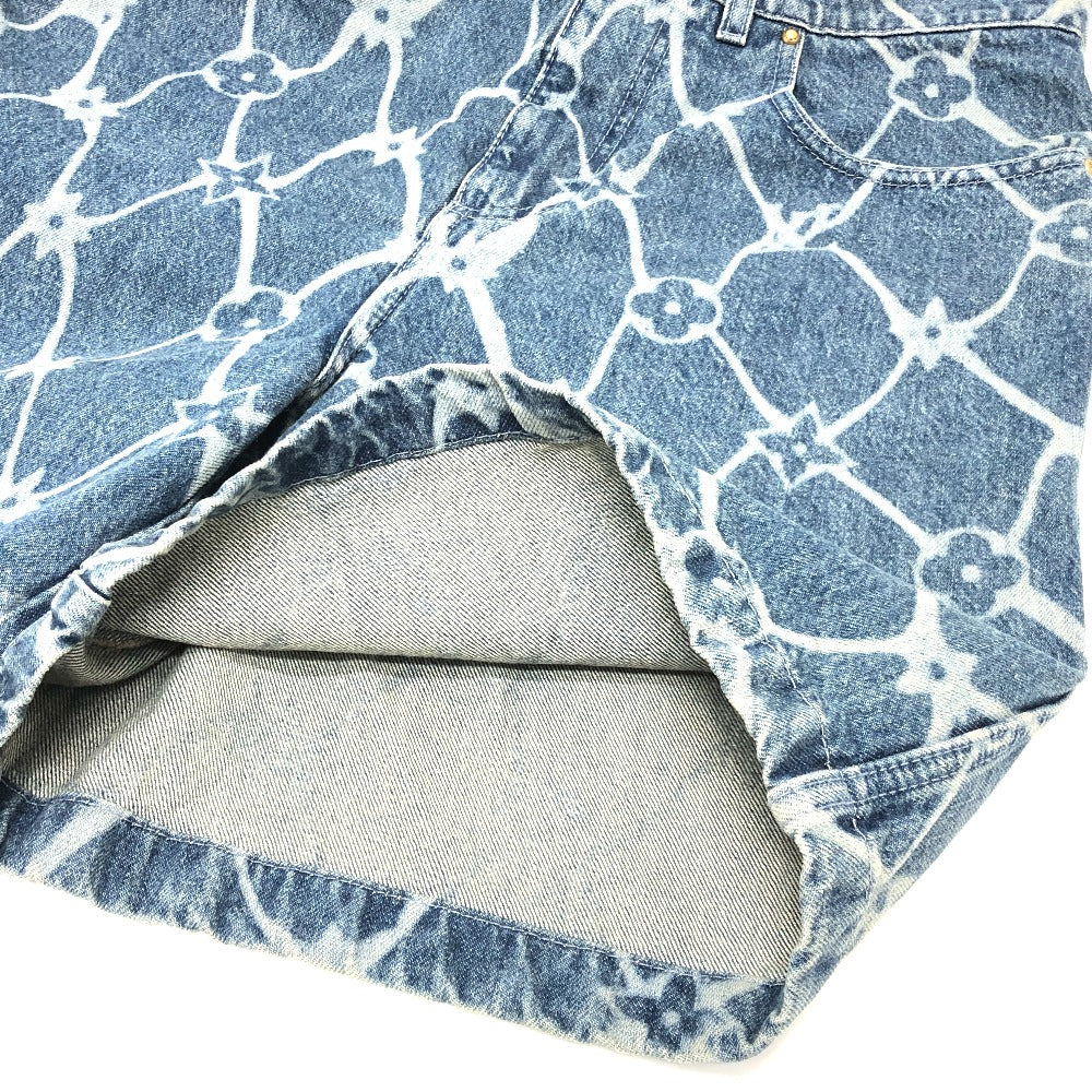 LOUIS VUITTON Denim pants 1AFQFD denim blue monogram print denim shorts mens 28 Used Authentic