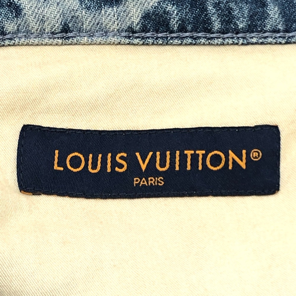 LOUIS VUITTON Denim pants 1AFQFD denim blue monogram print denim shorts mens 28 Used Authentic
