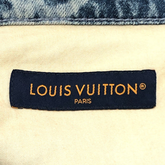 LOUIS VUITTON Denim pants 1AFQFD denim blue monogram print denim shorts mens 28 Used Authentic