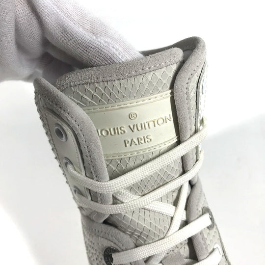 LOUIS VUITTON sneakers Leather, Suede white shoes shoes 8