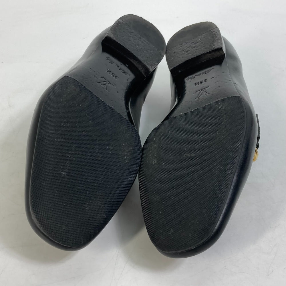 LOUIS VUITTON loafers Model number unknown leather black 18 years Petanko shoes LV Chain logo Women 35.5 Used Authentic