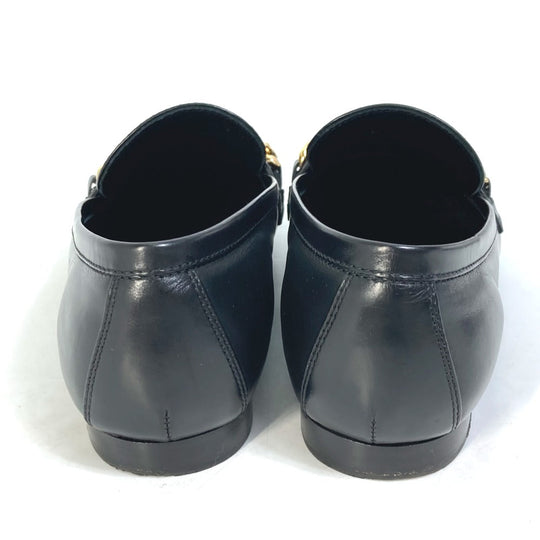 LOUIS VUITTON loafers Model number unknown leather black 18 years Petanko shoes LV Chain logo Women 35.5 Used Authentic