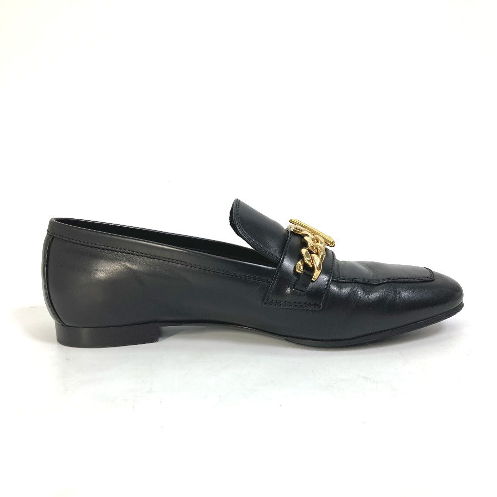 LOUIS VUITTON loafers Model number unknown leather black 18 years Petanko shoes LV Chain logo Women 35.5 Used Authentic