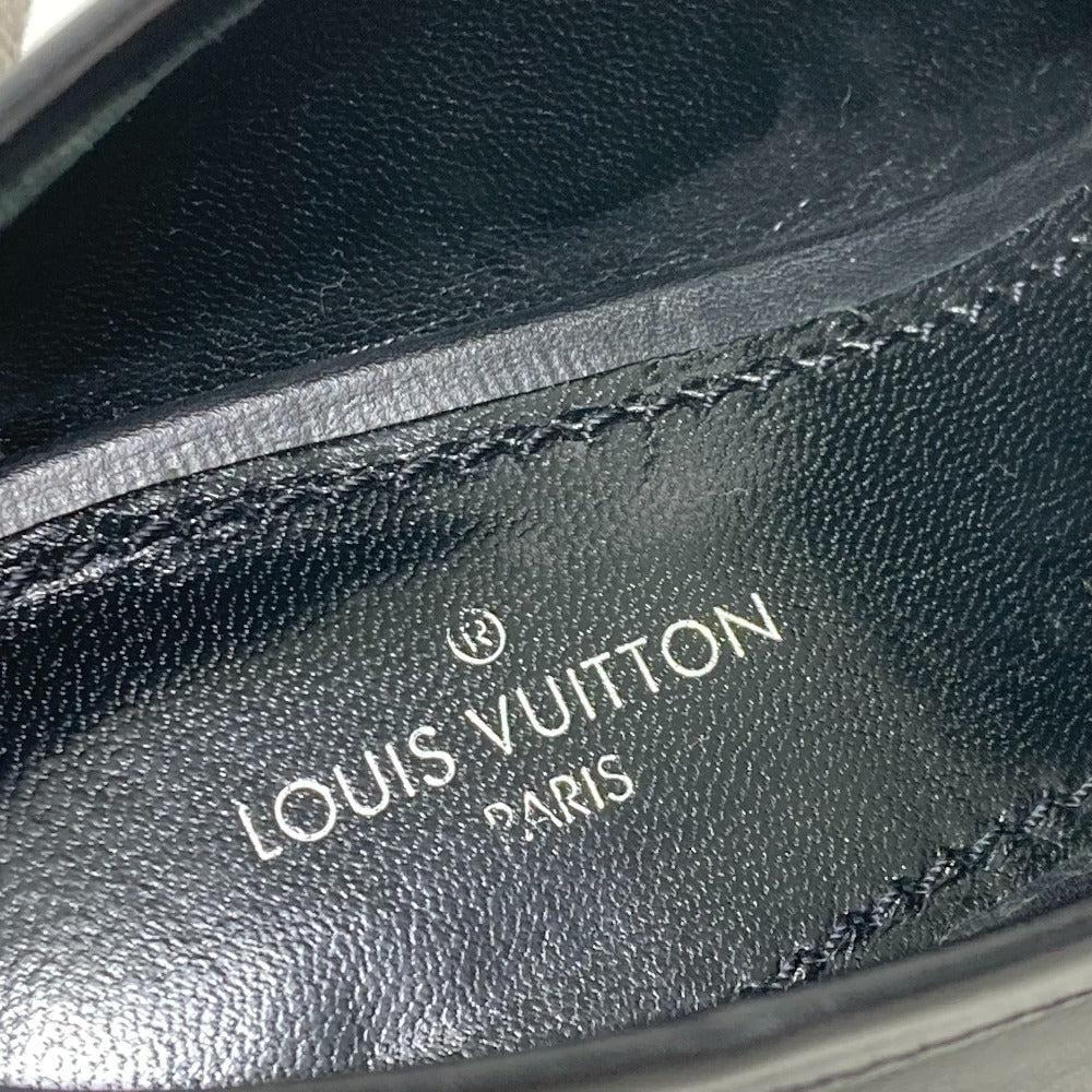 LOUIS VUITTON loafers Model number unknown leather black 18 years Petanko shoes LV Chain logo Women 35.5 Used Authentic