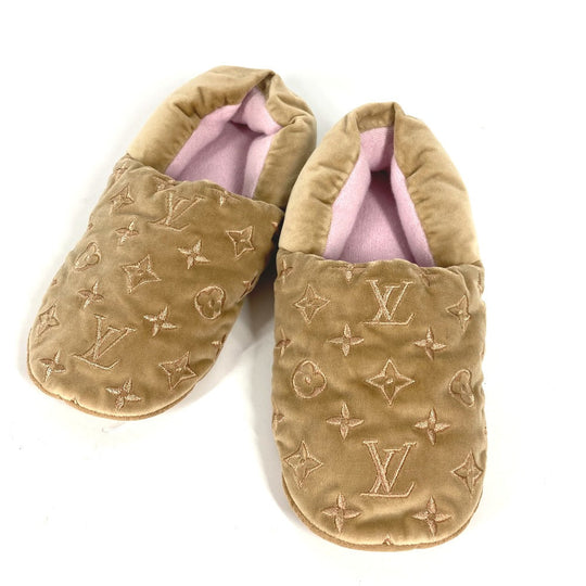 LOUIS VUITTON Other shoes 1A4M90 velvet beige Dreamy line Room Shoes Monogram Women 38 Used Authentic