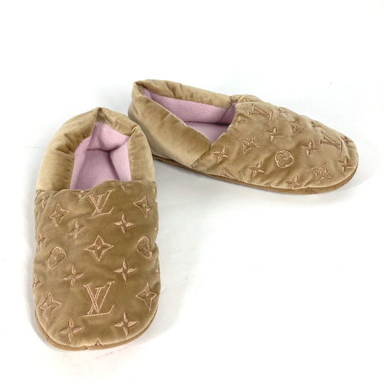 LOUIS VUITTON Other shoes 1A4M90 velvet beige Dreamy line Room Shoes Monogram Women 38 Used Authentic