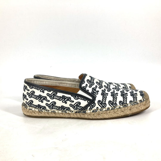 LOUIS VUITTON Low cut sneakers canvas white shoes All-over logo mens 8 Used Authentic