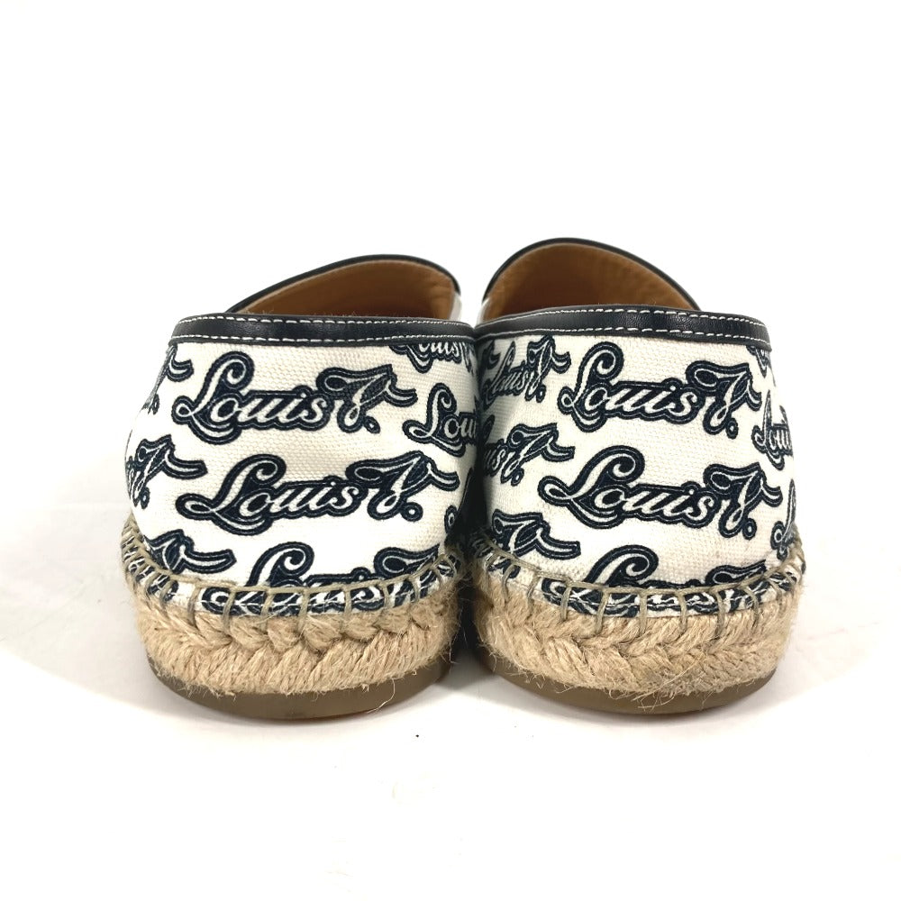 LOUIS VUITTON Low cut sneakers canvas white shoes All-over logo mens 8 Used Authentic