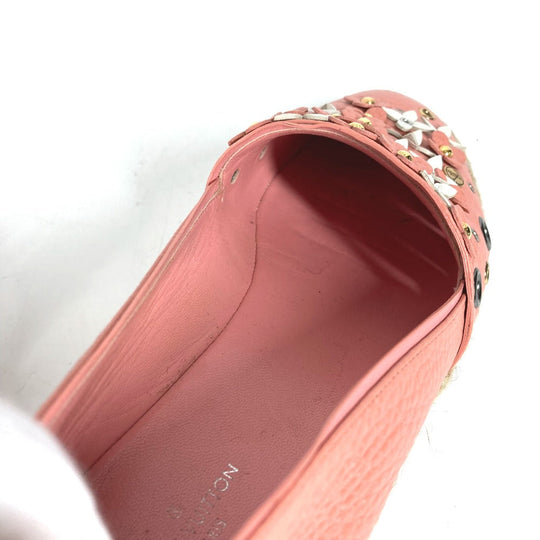 LOUIS VUITTON Slip-on leather pink Shoes shoes Flower espadrilles Women 36.5 Used Authentic