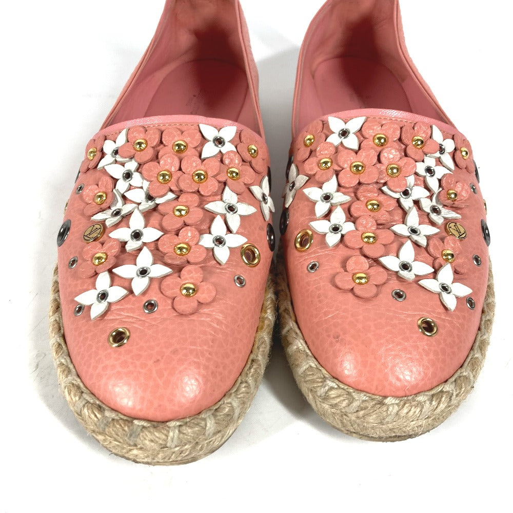 LOUIS VUITTON Slip-on leather pink Shoes shoes Flower espadrilles Women 36.5 Used Authentic