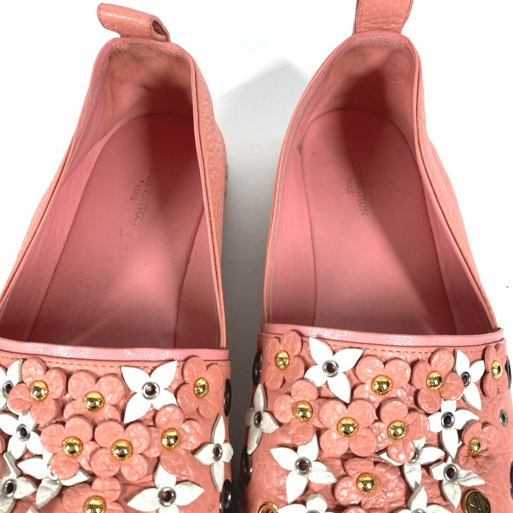 LOUIS VUITTON Slip-on leather pink Shoes shoes Flower espadrilles Women 36.5 Used Authentic