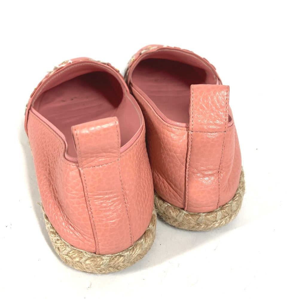 LOUIS VUITTON Slip-on leather pink Shoes shoes Flower espadrilles Women 36.5 Used Authentic