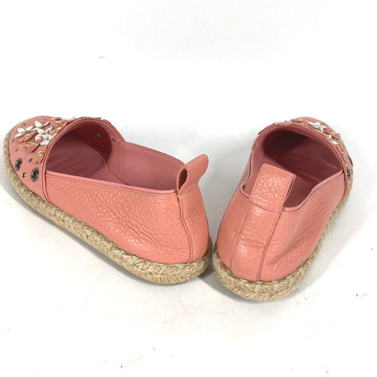 LOUIS VUITTON Slip-on leather pink Shoes shoes Flower espadrilles Women 36.5 Used Authentic