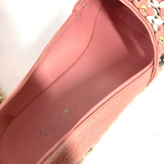 LOUIS VUITTON Slip-on leather pink Shoes shoes Flower espadrilles Women 36.5 Used Authentic