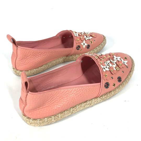 LOUIS VUITTON Slip-on leather pink Shoes shoes Flower espadrilles Women 36.5 Used Authentic