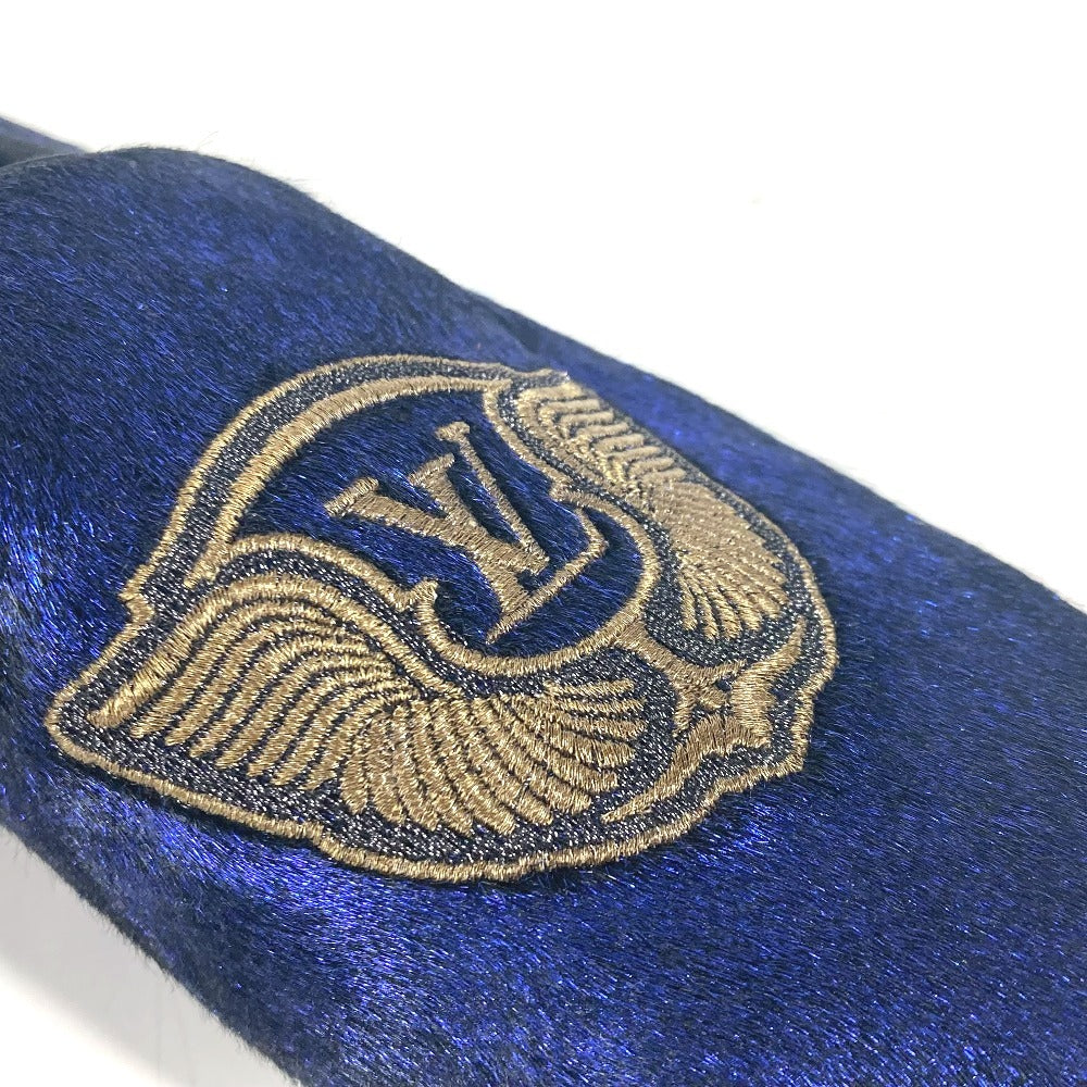 LOUIS VUITTON Dress shoes velvet blue Auteuil line logo mens 6 Used Authentic