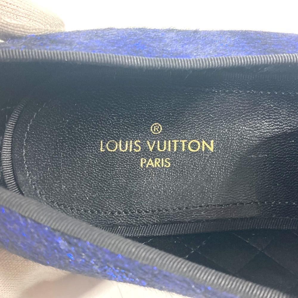 LOUIS VUITTON Dress shoes velvet blue Auteuil line logo mens 6 Used Authentic