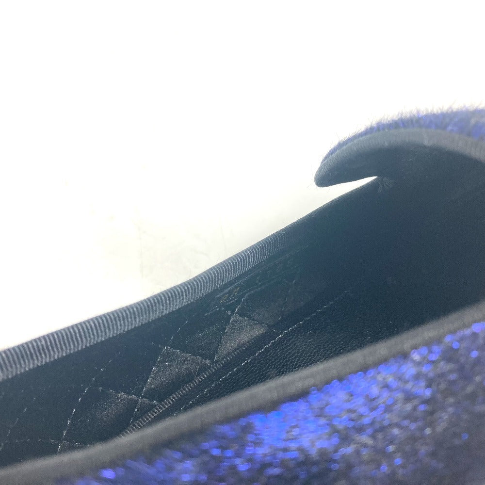 LOUIS VUITTON Dress shoes velvet blue Auteuil line logo mens 6 Used Authentic